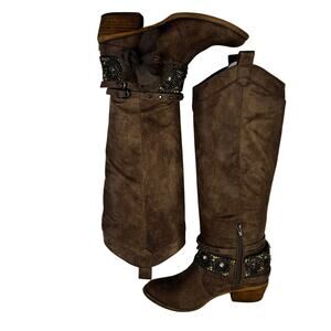 Not Rated Tualamne Western Cowgirl Vegan Leather Tall Riding Boots Women's 7.5